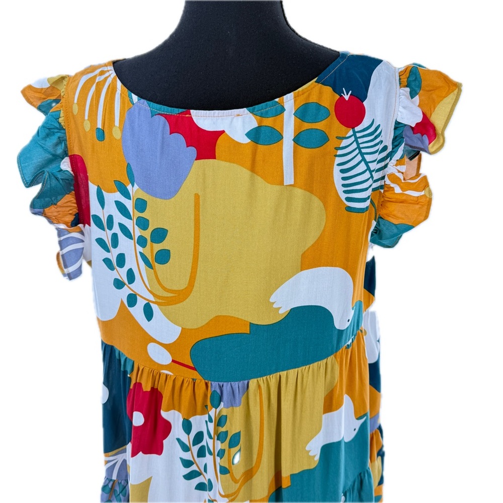 First Love by Lovelyn Colorful Floral Doves Tunic Top Blouse Size Medium - Picture 8 of 16